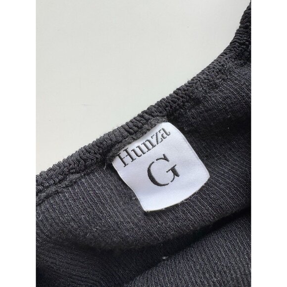 HUNZA G Grace Black Stretch Crinkled Finish Off Shoulder Bodycon Dress, One Size - Picture 8 of 11